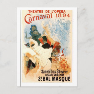 Carte Postale Théâtre de l’Opéra Carnaval 1894 Vintage affiche f