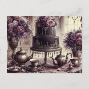 Carte Postale Théâtre élégant et sombre de thé à la fête 