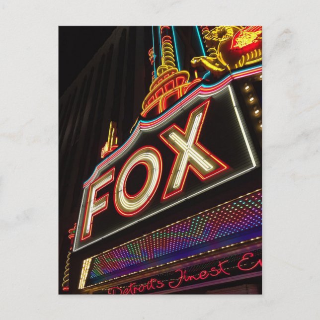 Carte Postale Théâtre FOX de Detroit Michigan (Devant)