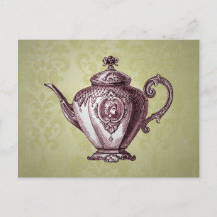 Carte Postale Théière victorienne vintage