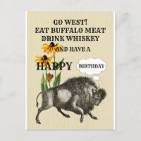 CARTE POSTALE THÉMATIQUE WESTERN DRÔLE DE BUFFALO