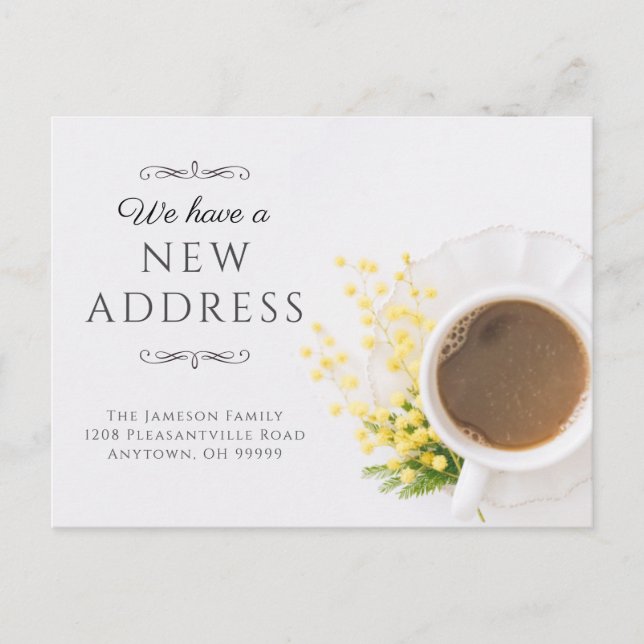 Carte Postale Thème Café Nouvelle notification d'adresse (Devant)