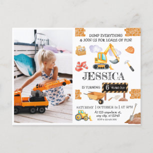 Carte Postale Thème d'anniversaire Camions de chantier