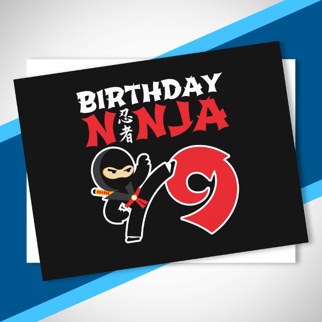 Carte Postale Thème d'anniversaire Ninja pour enfants - 9 ans (Créateur téléchargé)
