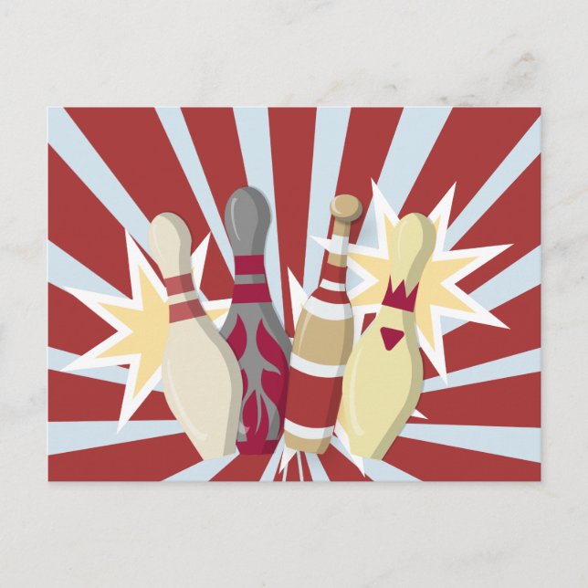 Carte Postale Thème de Bowling vintage (Devant)