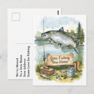 Carte Postale Thème de déménagement pour amateur de pêche