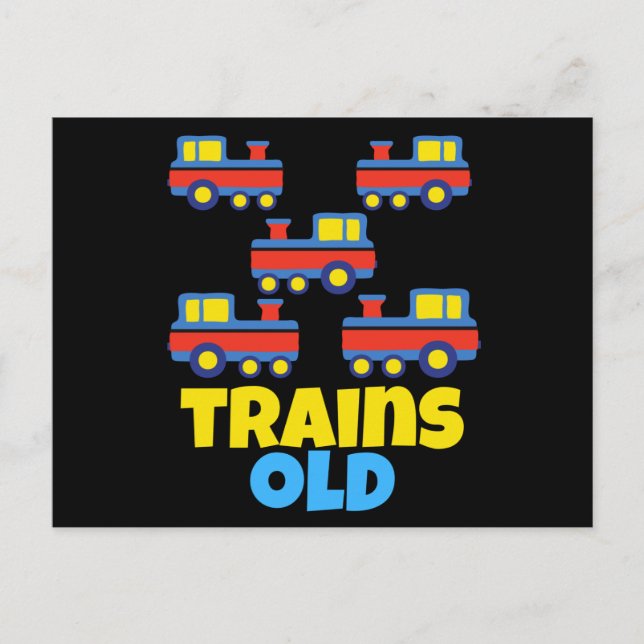 Carte Postale Thème de fête d'anniversaire de train de 5 ans (Devant)