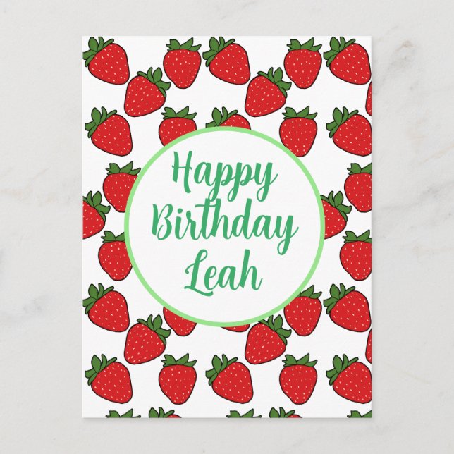 Carte Postale Thème de fête d'anniversaire fraise    (Devant)