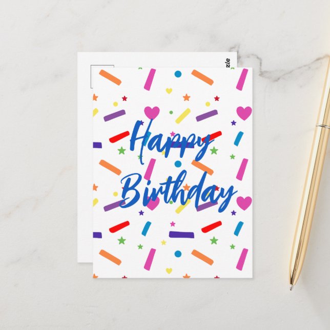 Carte Postale Thème de fête d'anniversaire Sweet Sprinkle (Devant/Arrière en situation)