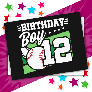 Carte Postale Thème de fête de baseball pour enfant de 12 ans An