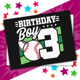 Carte Postale Thème de fête de baseball pour enfant de 3 ans 3e