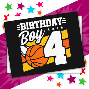 Carte Postale Thème de fête de basketball pour enfant de 4 ans 4