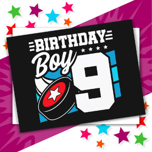 Carte Postale Thème de fête de hockey pour enfant de 9 ans pour