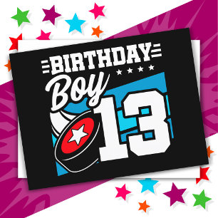 Carte Postale Thème de fête de hockey pour un garçon de 13 ans p