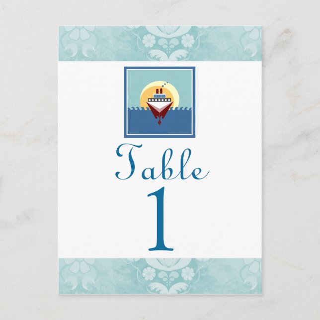 Carte Postale Thème de la fête de croisière Blue Table Numéro Ca (Devant)