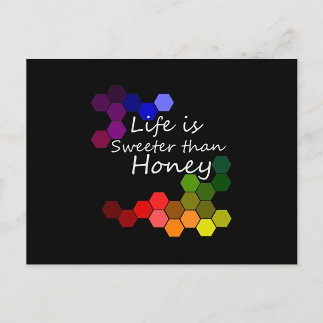 Carte Postale Thème de miel avec des mots positifs (Devant)