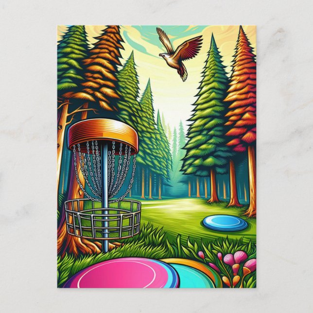 Carte Postale Thème Disc Golf et Aigle (Devant)