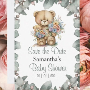 Carte Postale Thème du Baby shower de l'ours en peluche