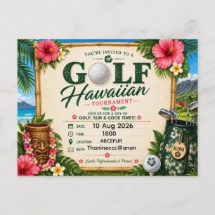 Carte Postale Thème Golf Hawaï pour soirée de golfeur hawaïen