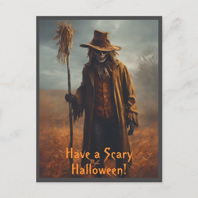 Carte Postale Thème Halloween - Effrayant Scarecrow (Devant)