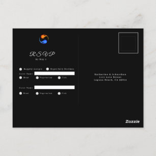 Carte Postale Thème Mariage à flamme jumelle - RSVP-Black-