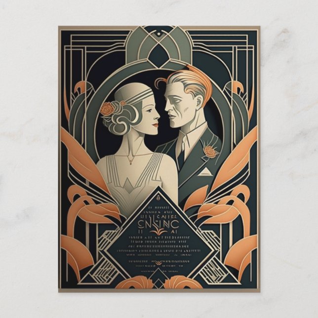 Carte Postale Thème mariage Art déco (Devant)
