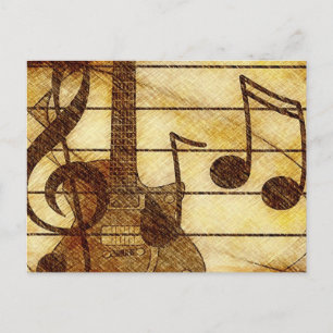 Carte Postale Thème musical avec guitare