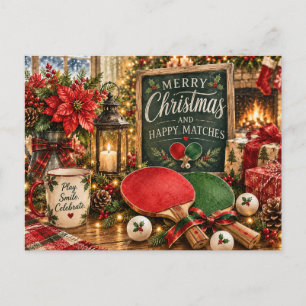 Carte Postale Thème Noël de ping pong 