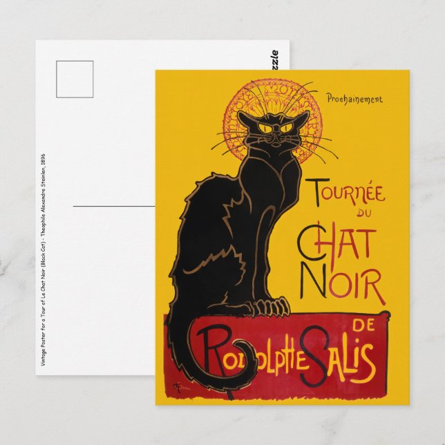 Carte Postale Theophile Steinlen - Le Chat Noir Vintage (Devant / Derrière)