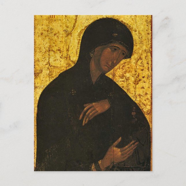 Carte Postale Theotokos de l'icône orthodoxe de Vysotsky Chin (Devant)