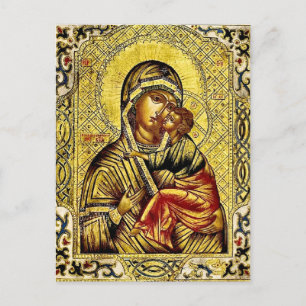 Carte Postale Theotokos et le Christ Enfant Ornate Gold Frame