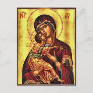 Carte Postale Theotokos et l'icône orthodoxe du Christ Enfant
