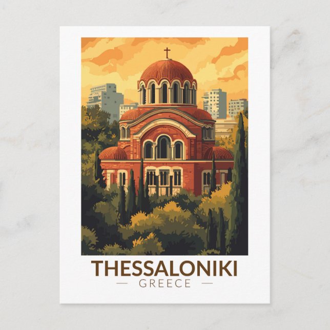 Carte Postale Thessaloniki Greece Agios Pavlos Travel Art Retro (Devant)