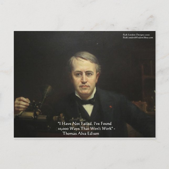 Carte Postale Thomas Edison "10,000 Ways" Citations de sagesse C (Devant)