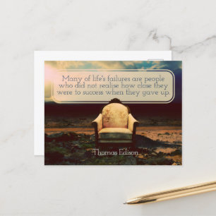 Carte Postale Thomas Edison Citation Inspirationnelle "Échecs"