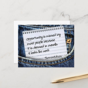 Carte Postale Thomas Edison Citation Inspirationnelle "Opportuni