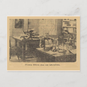 Carte Postale Thomas Edison dans son laboratoire