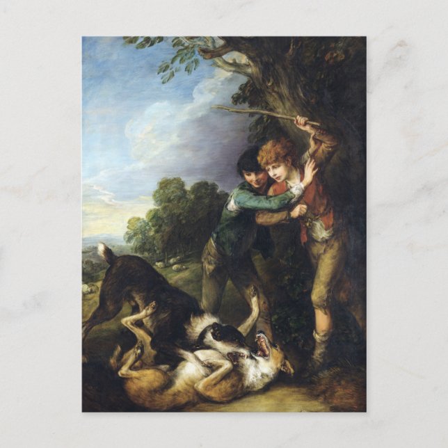 Carte Postale Thomas Gainsborough Deux bergers avec chiens (Devant)