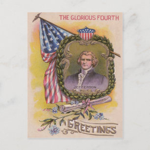 Carte Postale Thomas Jefferson Drapeau Américain Ne-m'oubliez-pa