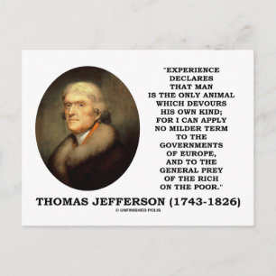 Carte Postale Thomas Jefferson Expérience Homme Devours Propre
