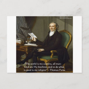 Carte Postale Thomas Paine Citation "Mes frères" Cadeaux et cart
