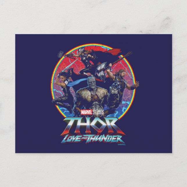 Carte Postale Thor : Love and Thunder Groupe Graphique Rétro (Devant)