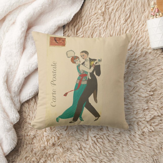 Carte Postale Throw Pillow (Blanket)
