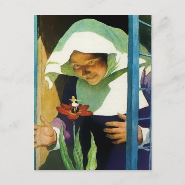 Carte Postale "Thumbelina" Fairy Art par NC Wyeth (Devant)