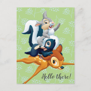 Carte Postale Thumper, Fleur et Bambi empilés pendant le jeu