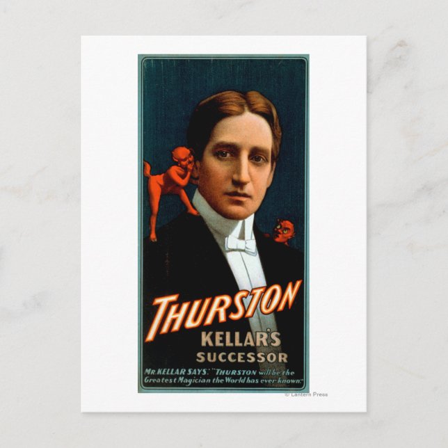 Carte Postale Thurston, Diable lui racontant des secrets Magie (Devant)