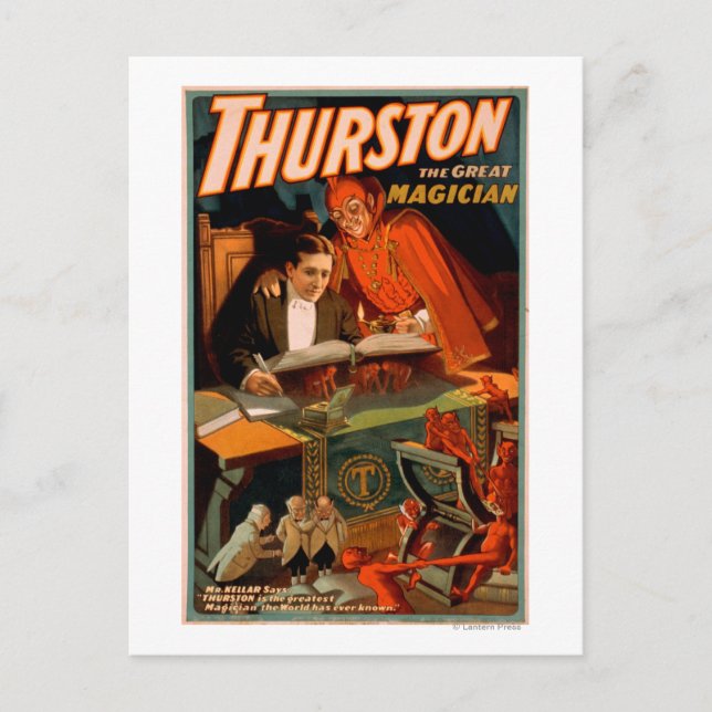 Carte Postale Thurston le grand magicien avec la magie du diable (Devant)