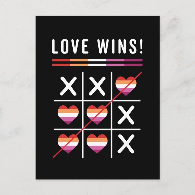 Carte Postale Tic Tac Toe Loe Remporte La Fierté Lesbienne LGBTQ (Devant)