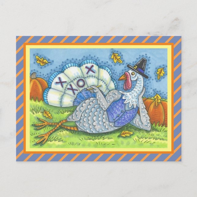 CARTE POSTALE TIC TAC TOE TURKEY, AMUSANT MERCI JEUX AUX OISEAUX (Devant)