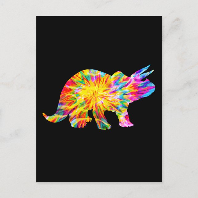 CARTE POSTALE TIE DYE DINOSAUR (Devant)